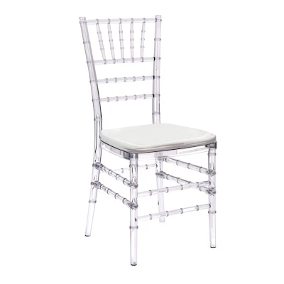 Стул «Тиффани» прозрачный, белая подушка ткань
