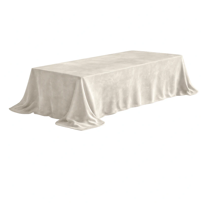 Скатерть прямоугольная XL бархат кремовая