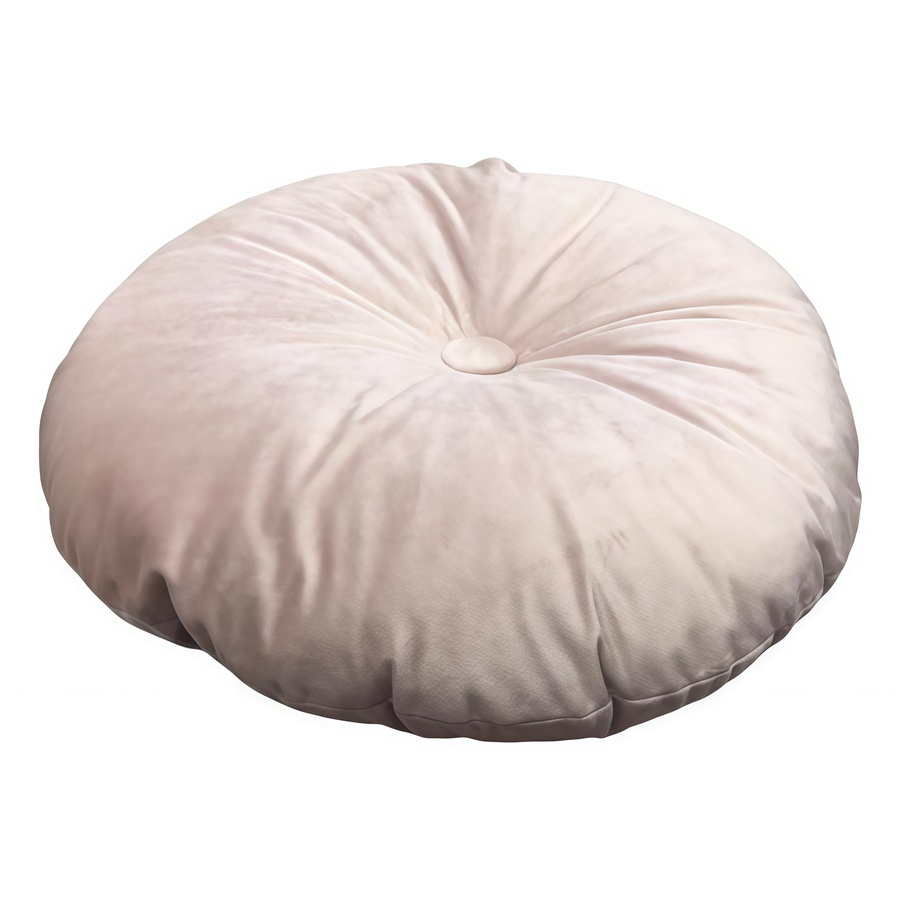 Подушка круглая, пепельно-розовый бархат - Фото миниатюра 1