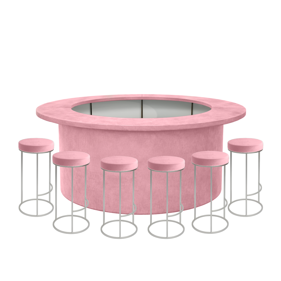 Комплект барной стойки  "Луна" 360  пепельно-розовый бархат  - Фото миниатюра 1