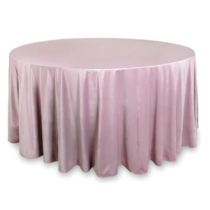 Скатерть круглая бархат пастельно-розовая - Фото 1