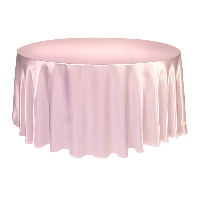 Скатерть круглая, полиэстер глянец, розовый