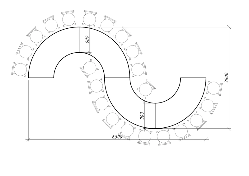 Стол "Орбит" (4 модуля) кольцо