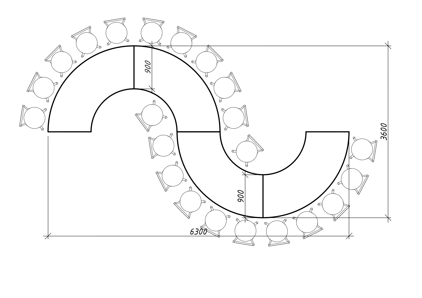 Стол "Орбит" (4 модуля) кольцо