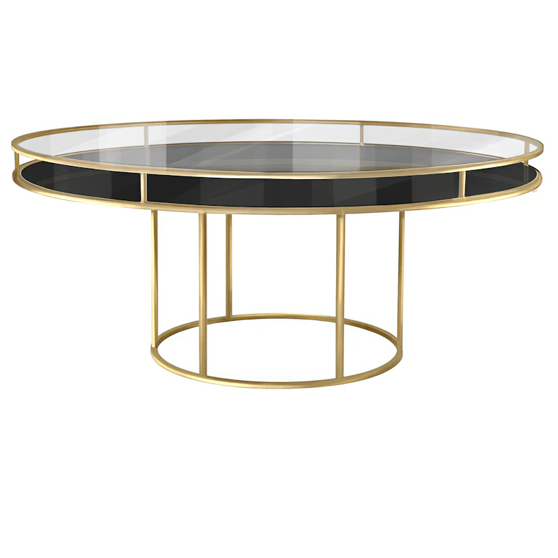 Стол "Лофт" золото, прозрачная столешница, черное подстолье