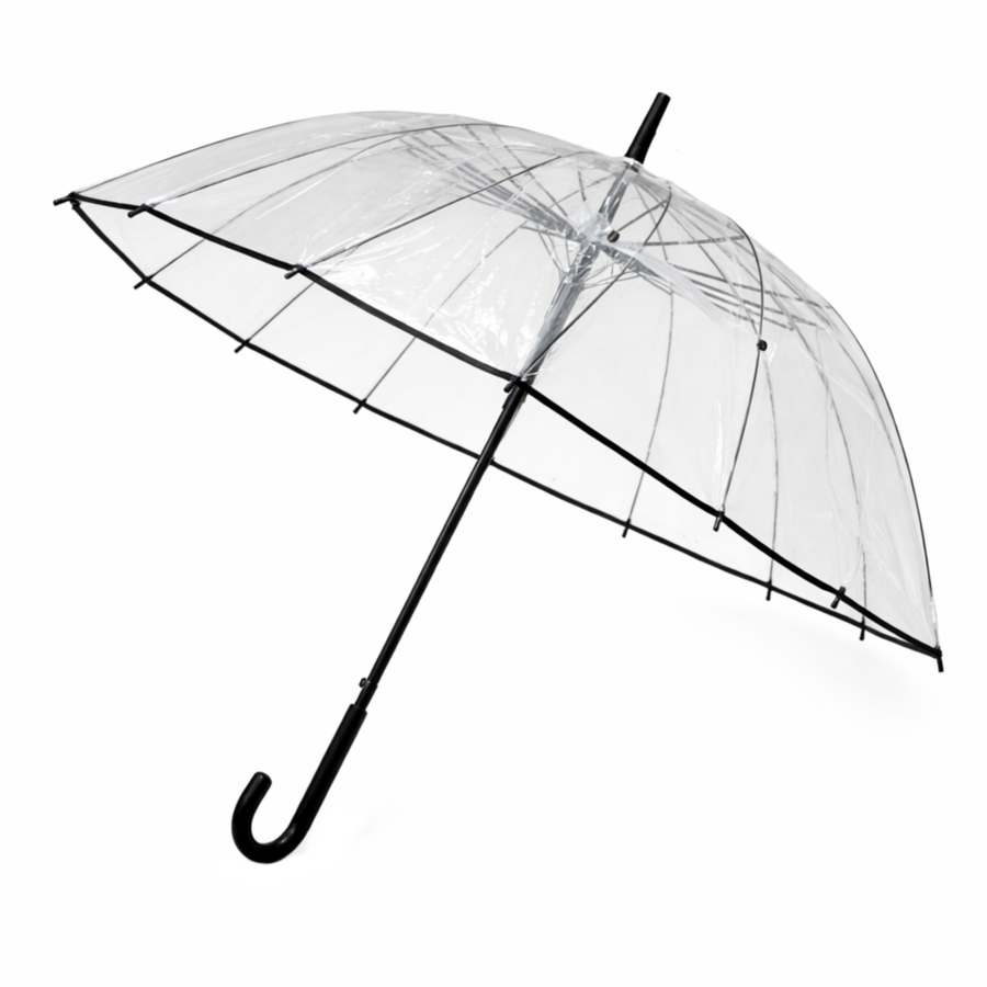 Зонт прозрачный с черной окантовкой - Фото миниатюра 1