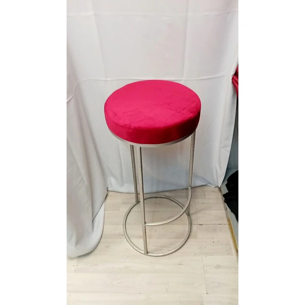 Барный стул серебро, красный бархат - Фото 2
