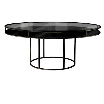 Стол "Лофт" черный, дымчатое стекло, черное подстолье