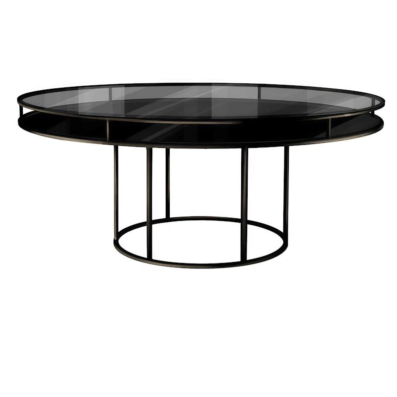 Стол "Лофт" черный, дымчатое стекло, черное подстолье