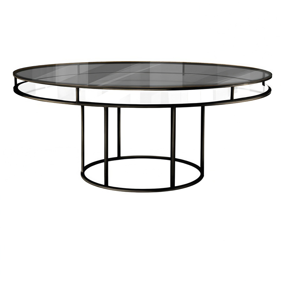 Стол "Лофт" черный, дымчатая столешница, белое подстолье - Фото миниатюра 1