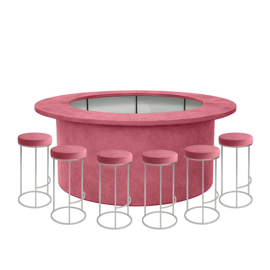 Комплект барной стойки  "Луна" 360  красный бархат  - Фото миниатюра 1