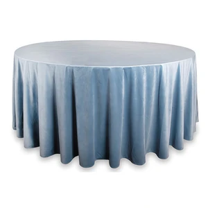 Скатерть круглая бархат пыльно-голубая - Фото 1