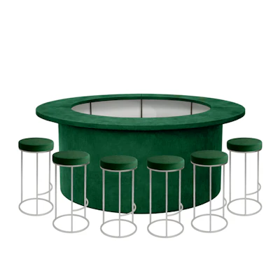 Комплект барной стойки  "Луна" 360  изумрудный бархат