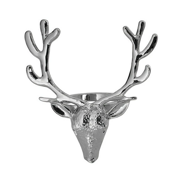 Кольцо для салфеток серебряный олень - Фото 1