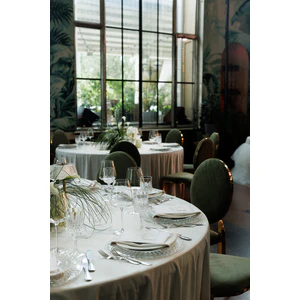 Скатерть круглая бархат кремовая