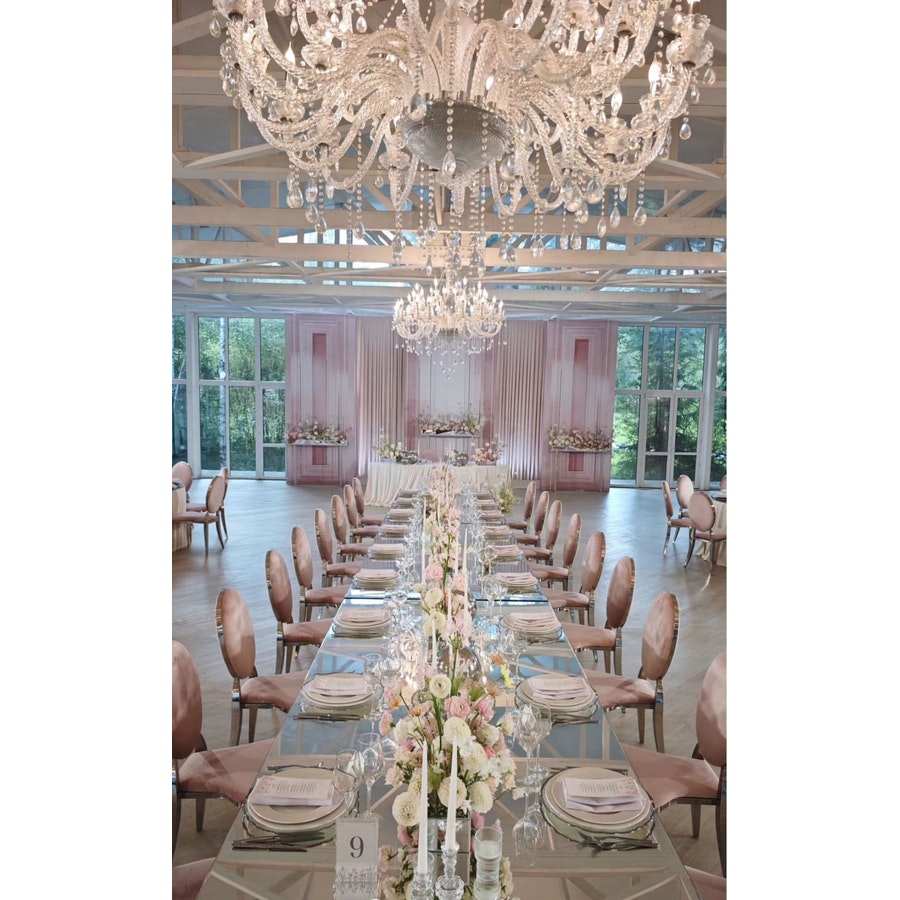 Стул «Вашингтон» серебряный, пыльно-розовые подушки из бархата - Фото миниатюра 2