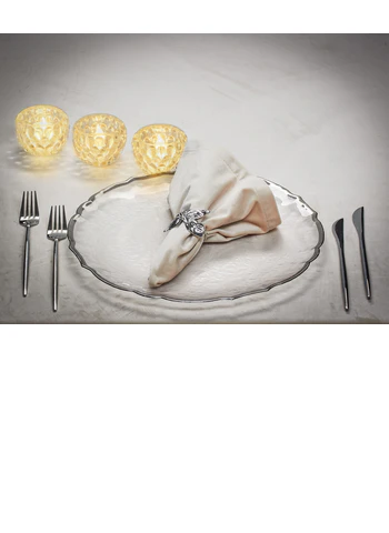 Подстановочная тарелка «Салак» прозрачная с серебряной каймой