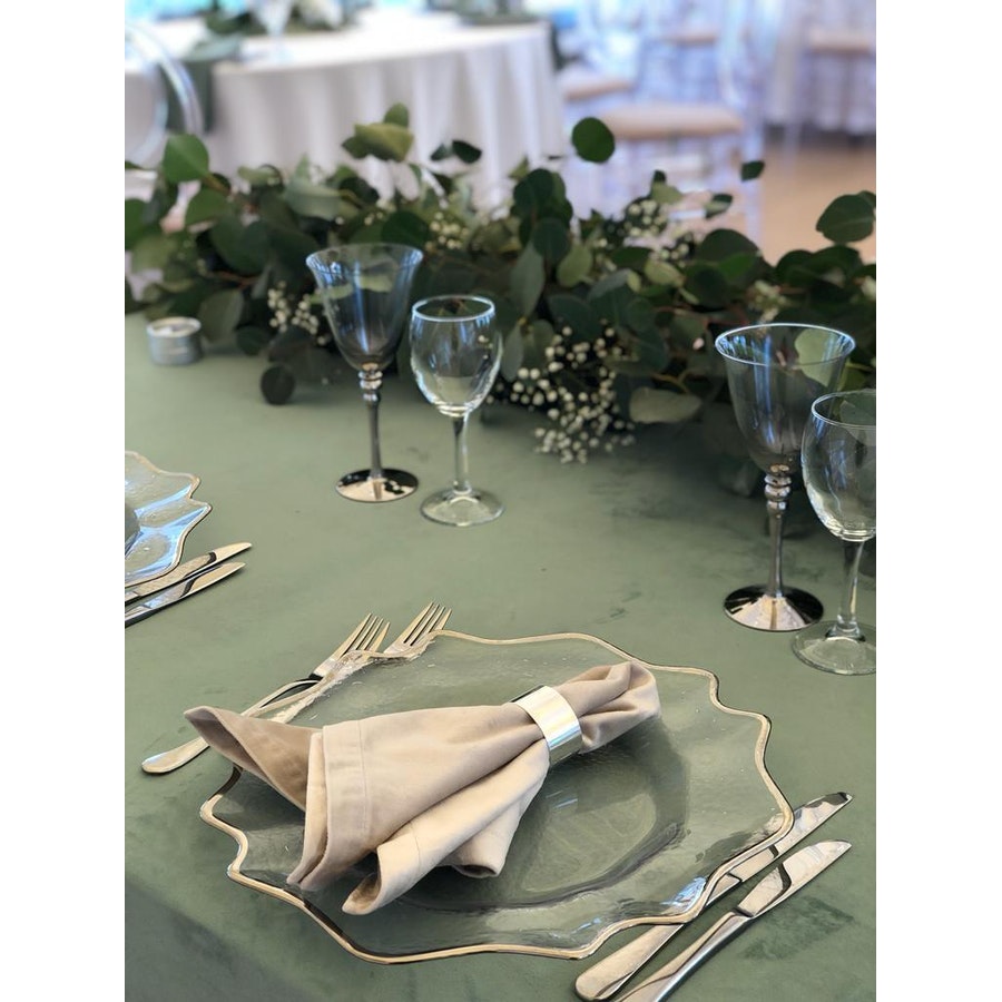 Подстановочная тарелка «Фиона» прозрачная с серебряной каймой - Фото миниатюра 4