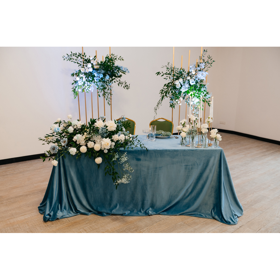 Скатерть бархатная "Бета" голубой сапфир прямоугольная - Фото миниатюра 4