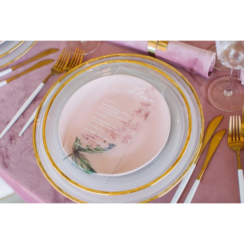 Набор тарелок "Белый дым" с золотым кантом