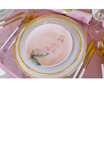 Набор тарелок "Белый дым" с золотым кантом - изображение 5