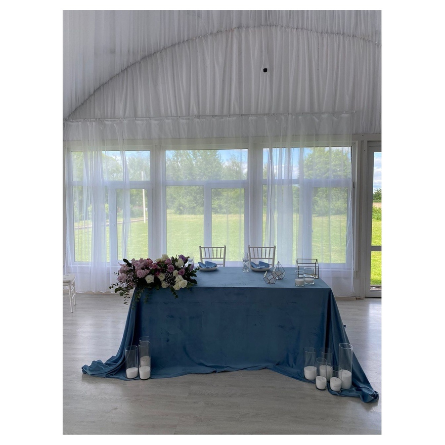 Скатерть бархатная "Бета" голубой сапфир прямоугольная - Фото миниатюра 2