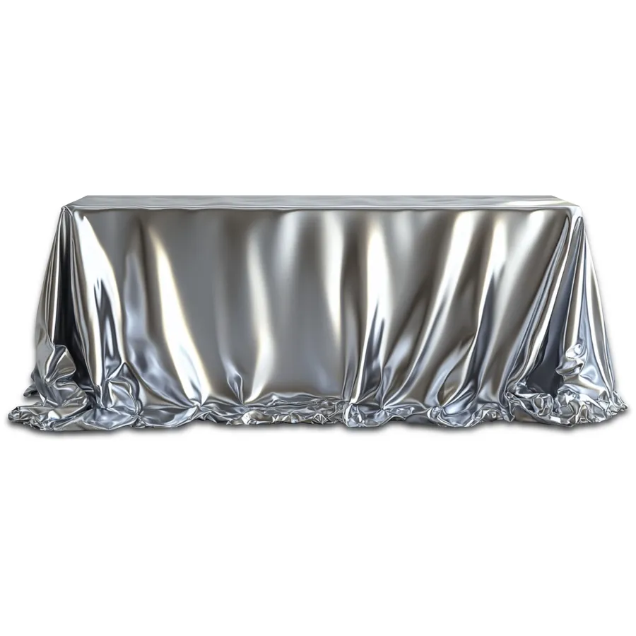Скатерть "Юми" серебряная металлик прямоугольная - Фото миниатюра 1