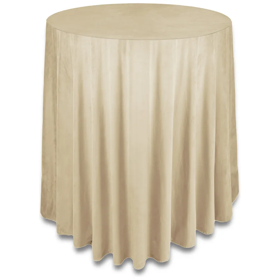 Скатерть бархат "Бета" латте для коктейльного стола - Фото миниатюра 1