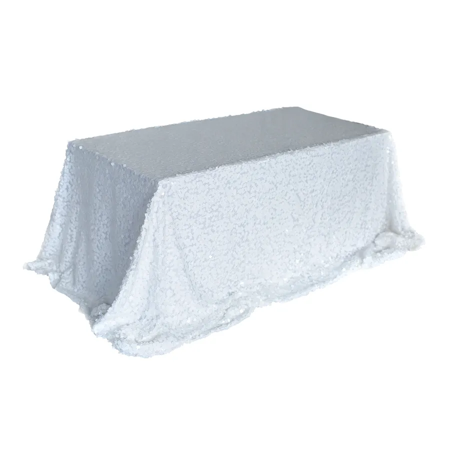 Скатерть с большими пайетками "Дельта" белая прямоугольная - Фото миниатюра 2