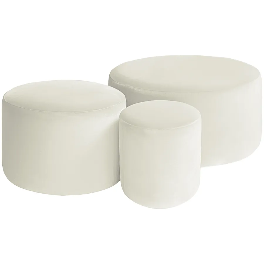 Набор пуфов "Фуфик" жемчужный бархат - Фото миниатюра 1