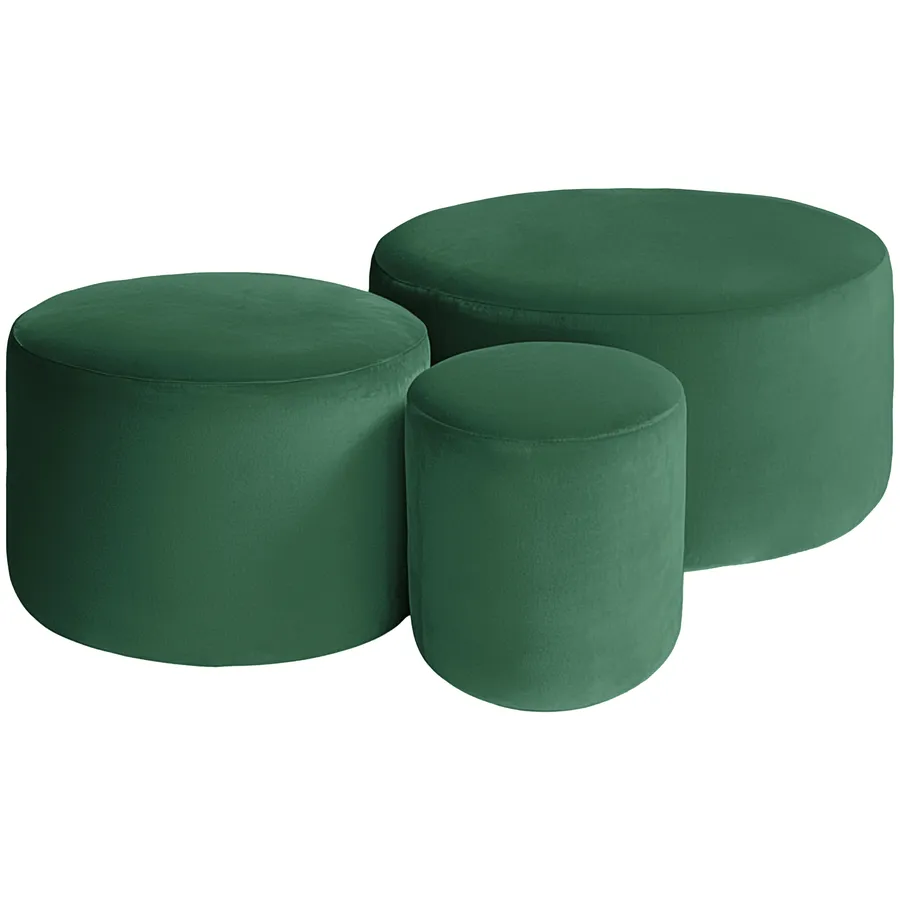Набор пуфов "Фуфик" | зеленый малахит бархат - Фото миниатюра 1