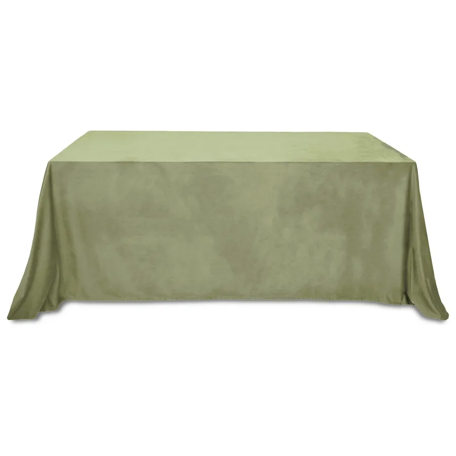 Скатерть бархатная "Бета+" светло-зеленая прямоугольная - Фото миниатюра 1