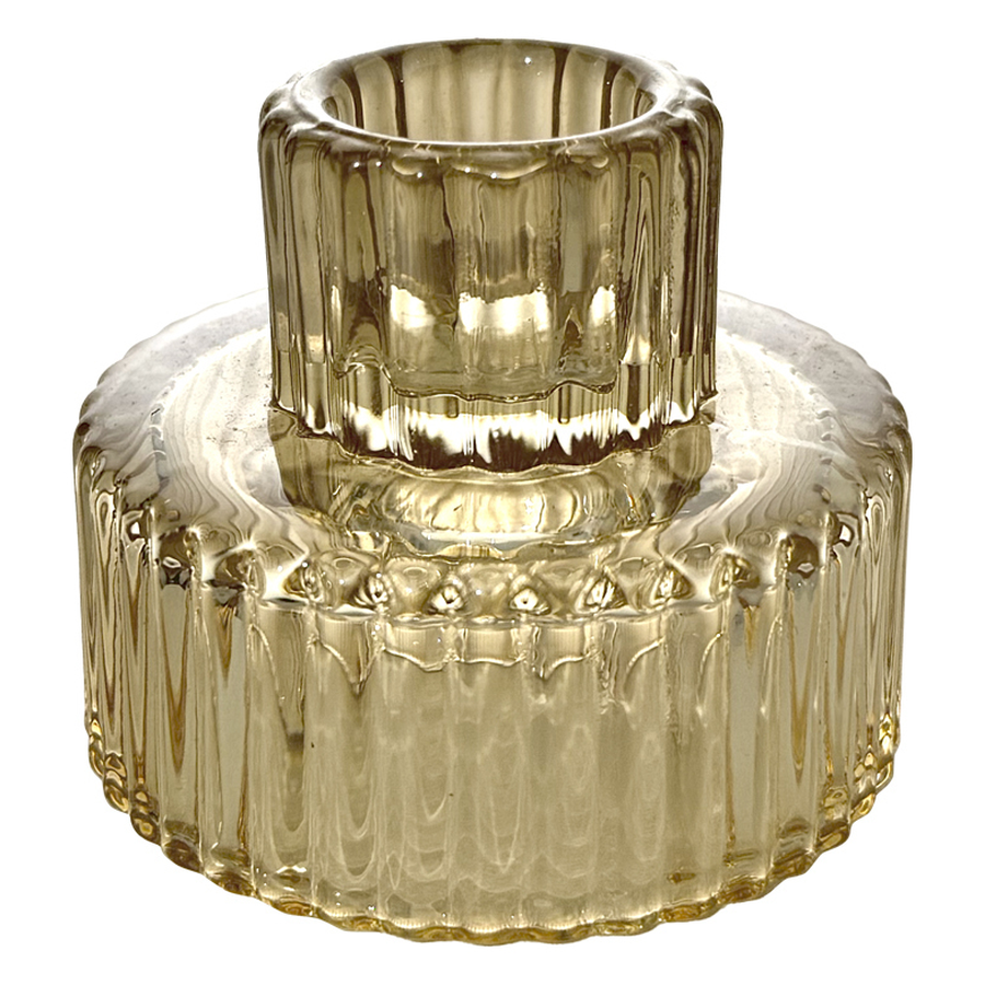 Подсвечник "Рон" стеклянный янтарный - Фото миниатюра 1