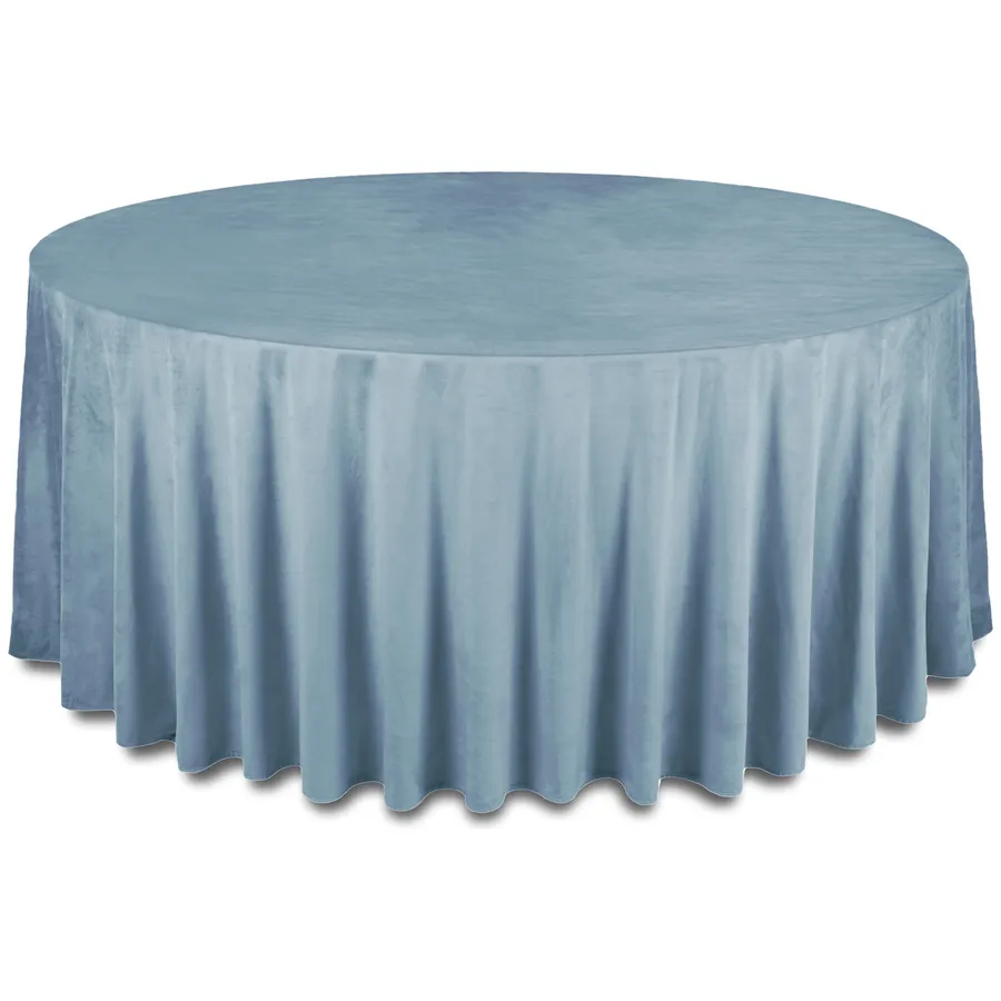 Скатерть бархатная "Бета" голубой сапфир круглая - Фото миниатюра 1