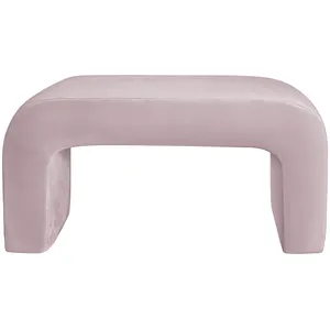 Пуфик "Боу" макс | бледно-розовый бархат