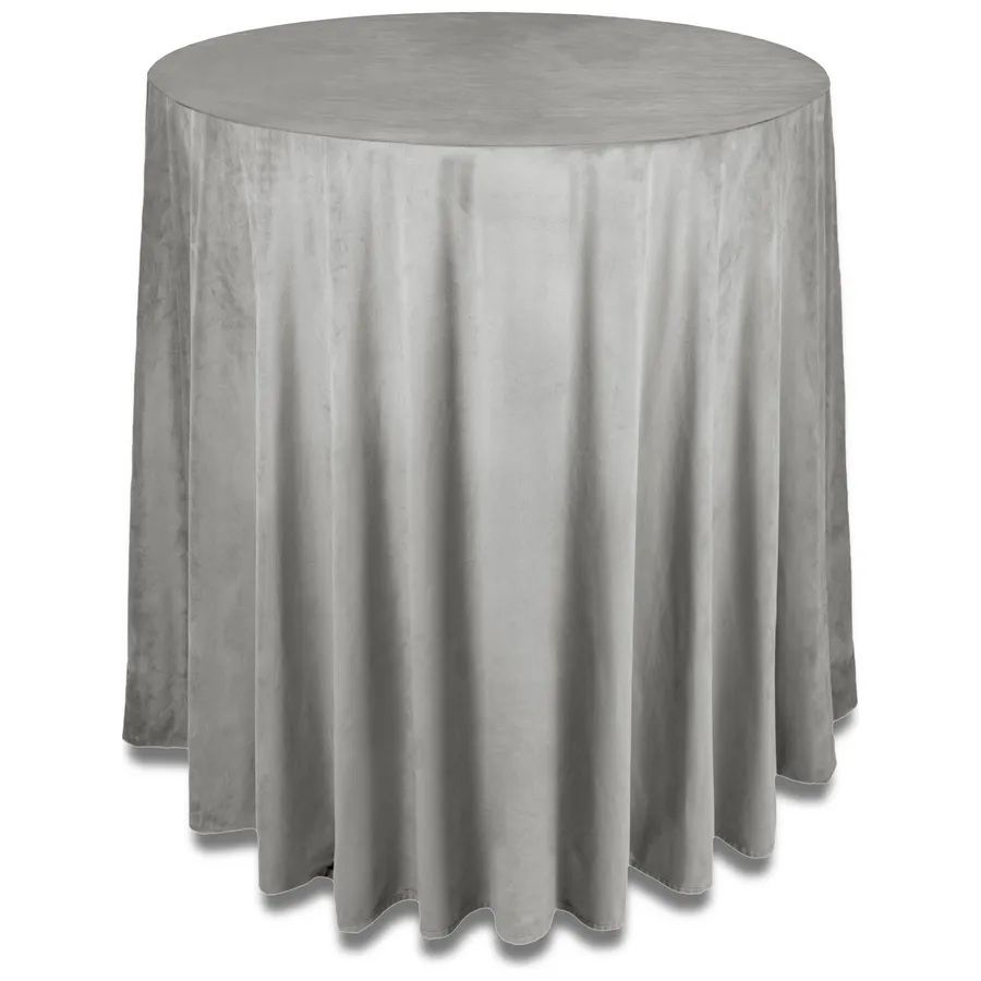 Скатерть бархат "Бета" серая для коктейльного стола - Фото миниатюра 1