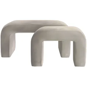 Набор пуфов "Боу" | кокосовый раф бархат