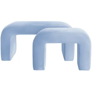 Набор пуфов "Боу" | голубой сапфир бархат