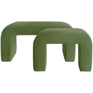 Набор пуфов "Боу" зеленый чай бархат