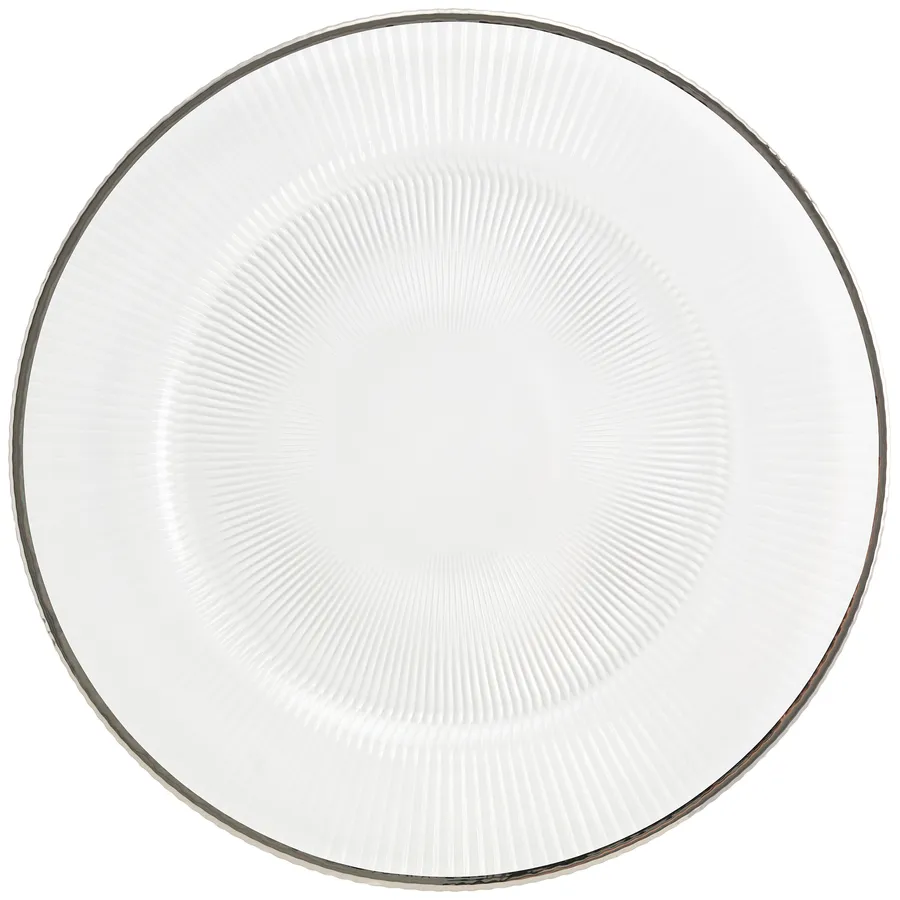 Тарелка "Мистраль" прозрачная с серебряным кантом - Фото миниатюра 1