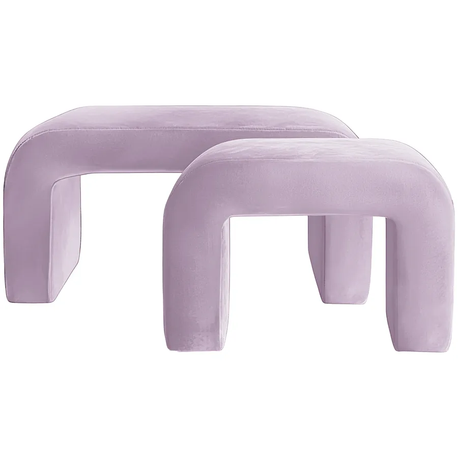 Набор пуфов "Боу" сиреневая дымка бархат - Фото миниатюра 1