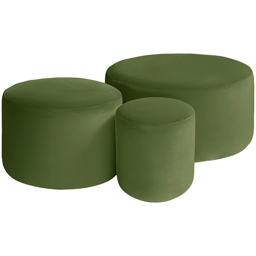 Набор пуфов "Фуфик" зеленый чай бархат - Фото миниатюра 1