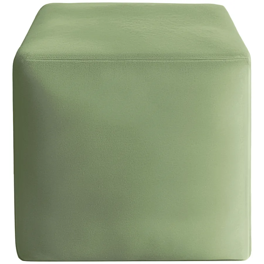 Чехол пуфик "Квадро" светло-зеленый бархат - Фото миниатюра 1