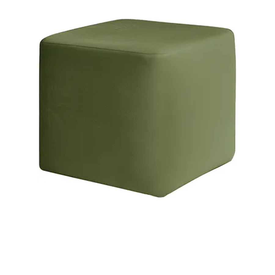 Чехол пуфик "Квадро" зеленый чай бархат - Фото миниатюра 1