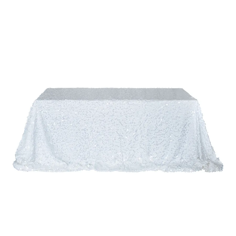 Скатерть с большими пайетками "Дельта" белая прямоугольная - Фото миниатюра 1
