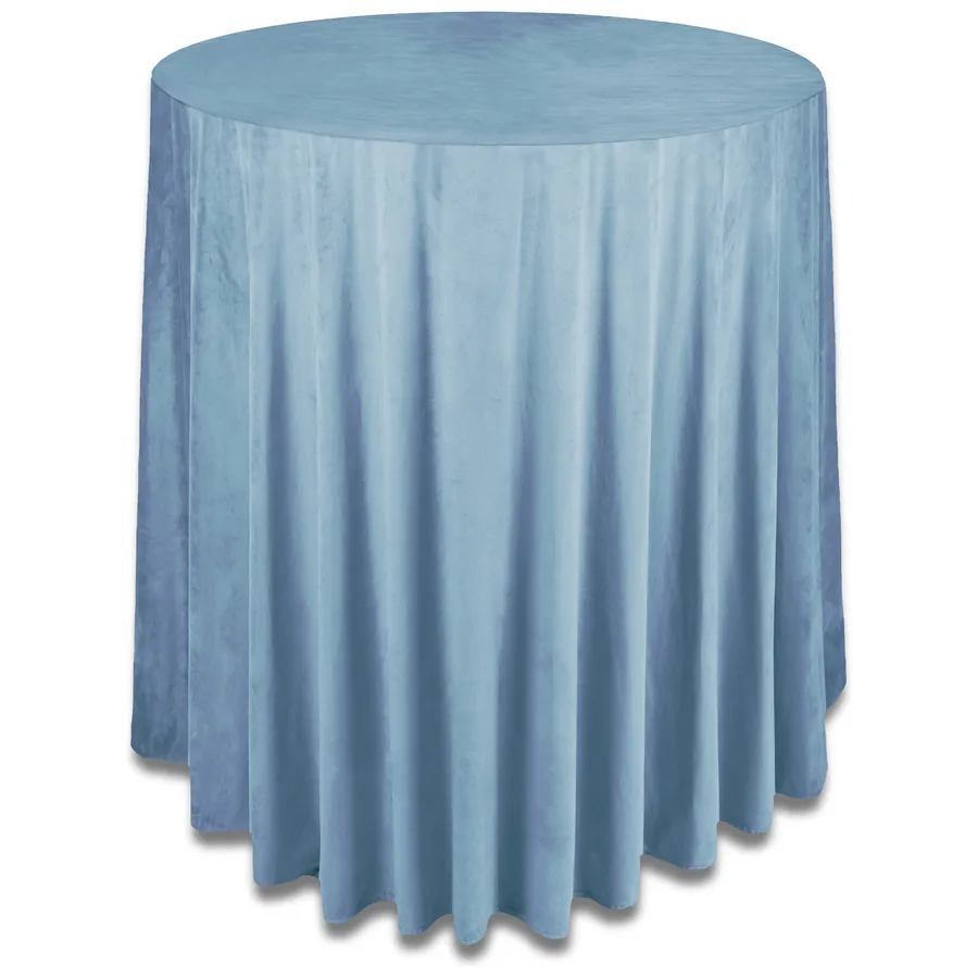 Скатерть бархат "Бета" голубой сапфир для коктейльного стола - Фото миниатюра 1