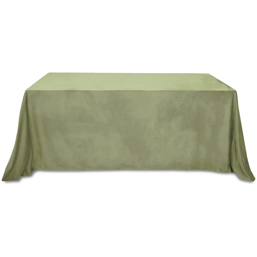 Скатерть бархатная "Бета" светло-зеленая прямоугольная - Фото миниатюра 1
