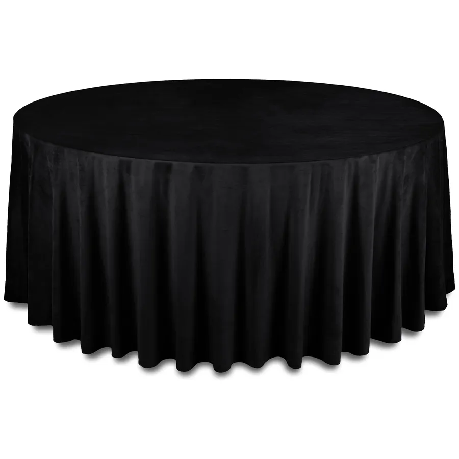 Скатерть бархатная "Бета" черная круглая - Фото миниатюра 1