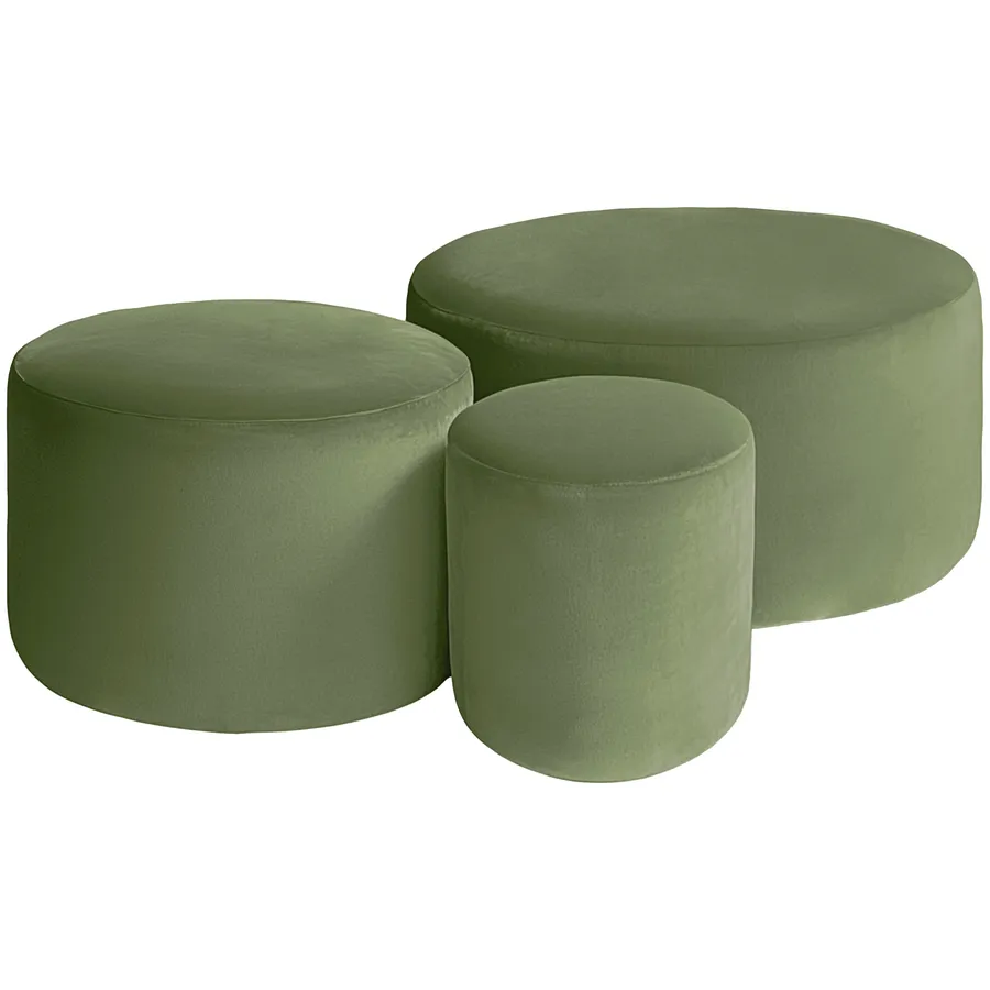 Набор пуфов "Фуфик" светло-зеленый бархат - Фото миниатюра 1