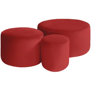 Набор пуфов "Фуфик" клубничный бархат